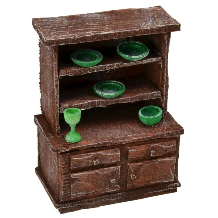 Credenza in legno antichizzato con minuterie cm 8x5x11 h
