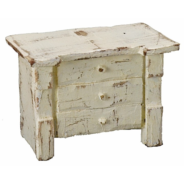 Cómoda de madera blanqueada 8x5x6 h