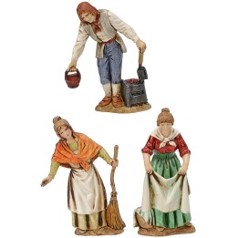 Set of 3 facing statues 10 cm Landi Moranduzzo