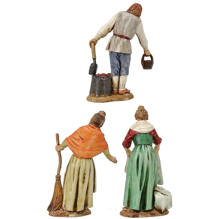 Set of 3 facing statues 10 cm Landi Moranduzzo