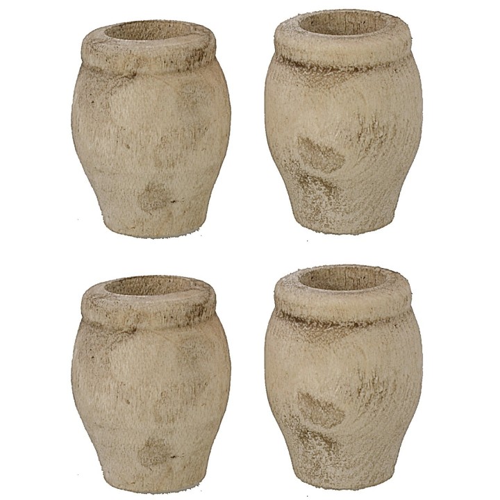 Set 4 vasi in legno naturale cm ø 2x2,5 h