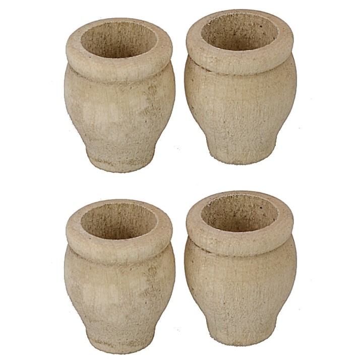 Set 4 aged wooden vases cm ø 1.7x2 h