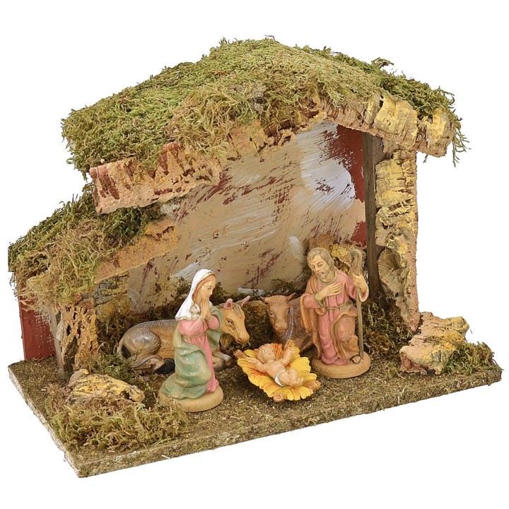 Capanna per Presepe completa di Natività cm 33x19x24 h
