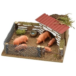 Enclosure with pigs cm 12x9x5 h