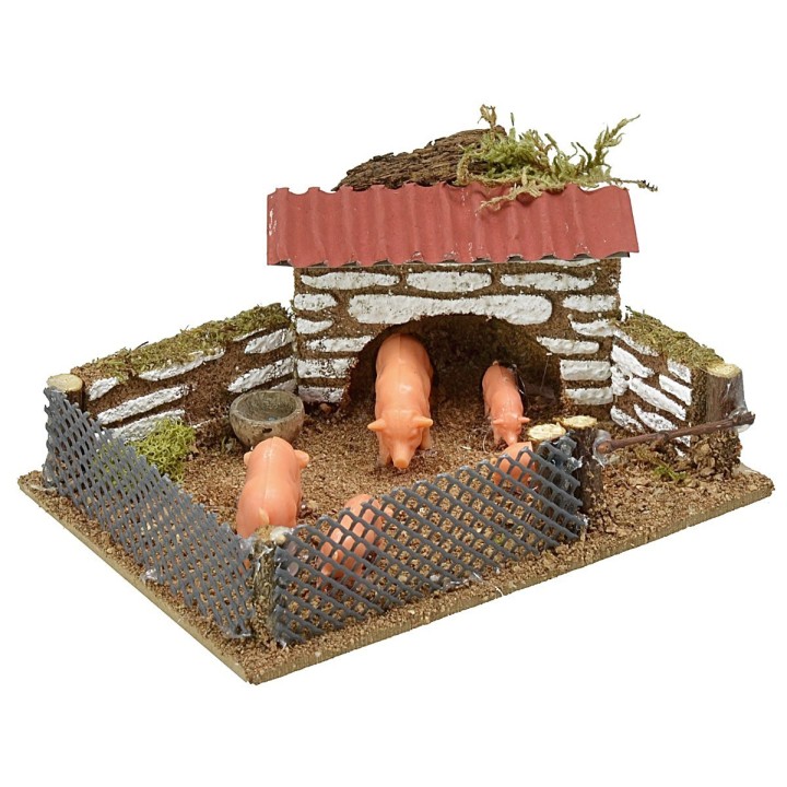 Enclosure with pigs cm 12x9x5 h