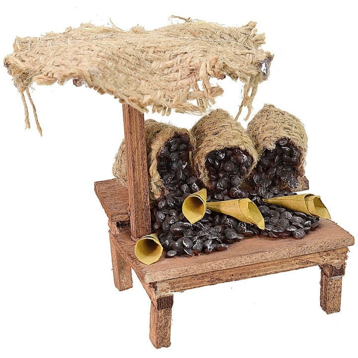 Stall with chestnuts and umbrella cm 8,5x7x12 h