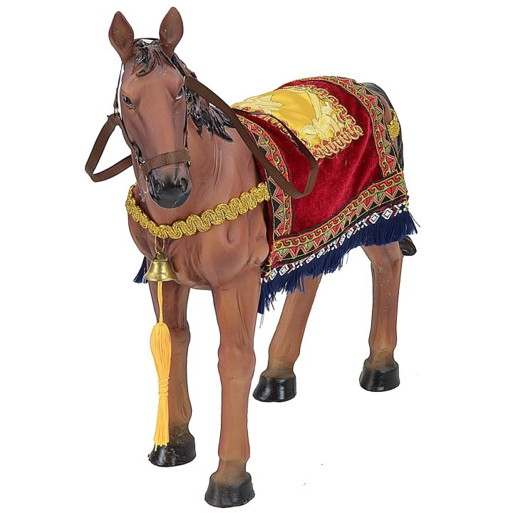 Cavallo in resina con drappo per statue da 30-40 cm