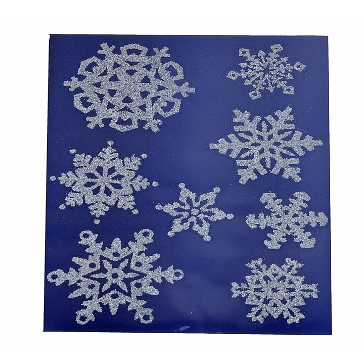 Vinilo adhesivo plateado con copos de nieve de 30x44 cm h