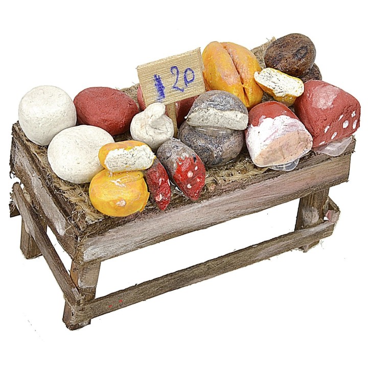 Bancarella presepe con salumi e formaggi cm 6x3,5x4 h.
