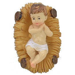 Baby Jesus in the cradle in resin 5.2x3.5 cm series 12 cm