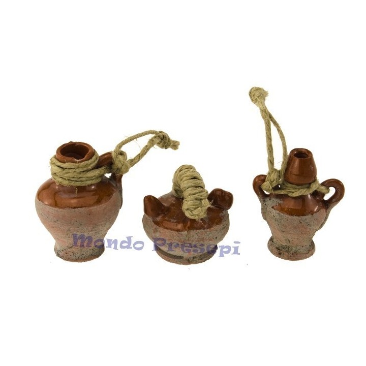 Set of 3 aged baked amphorae 3 cm