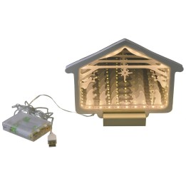 Cabaña con Natividad y Reyes Magos 3D iluminada cm