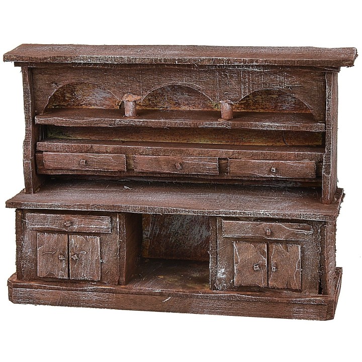 Aparador de madera envejecida de 19,2x6,4x13,7 cm h