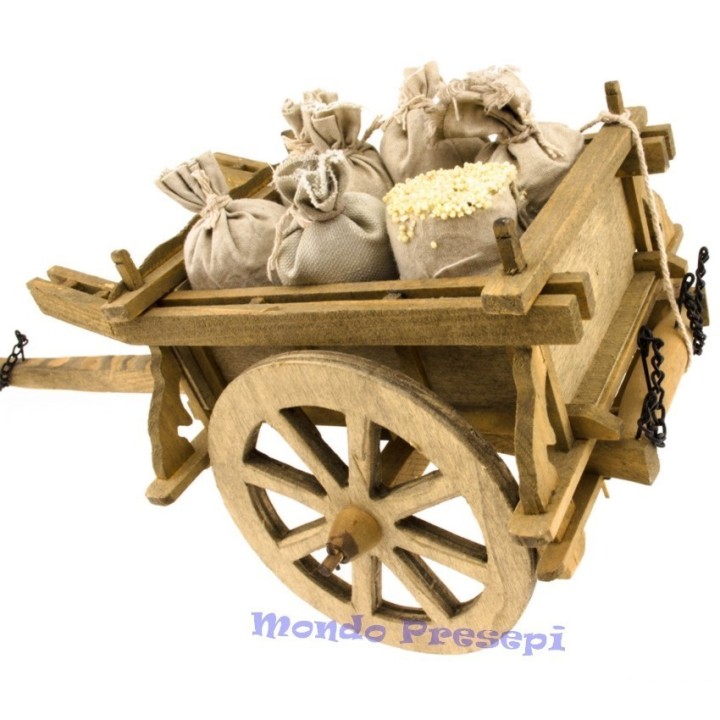 Wooden wagon with bags 40x16x15 cm