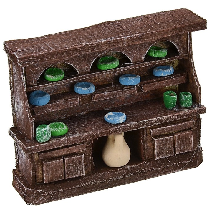 Sideboard in antiqued wood with porcelain cm 9x2,5x7,5 h