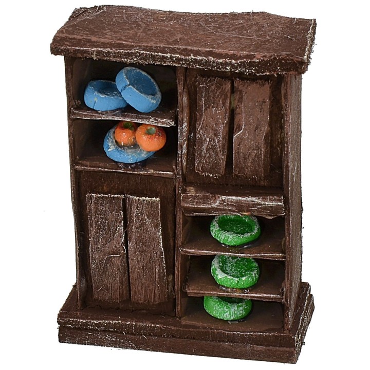 Kitchen cabinet in antiqued wood with porcelain cm 5x2,5x6,5 h