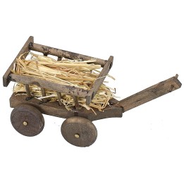Wooden cart with straw cm 11,2x4,5x4,5 h