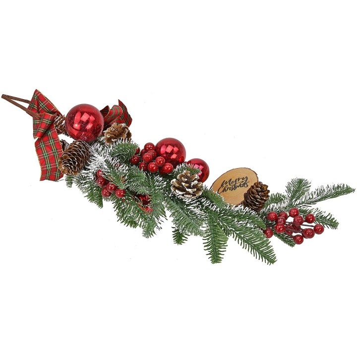Fir branch with berries, pine cones and balls 56 cm