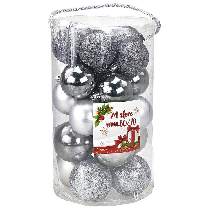 Set 24 palline piombo ø 6-7 cm per albero di Natale
