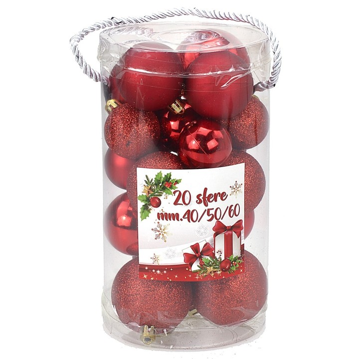 Set of 20 red balls ø 4-5-6 cm for Christmas tree