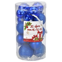 Set 20 palline blu ø 4-5-6 cm per albero di Natale