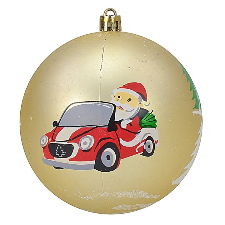 Set 6 palline oro con Babbo ø 8 cm per albero di Natale