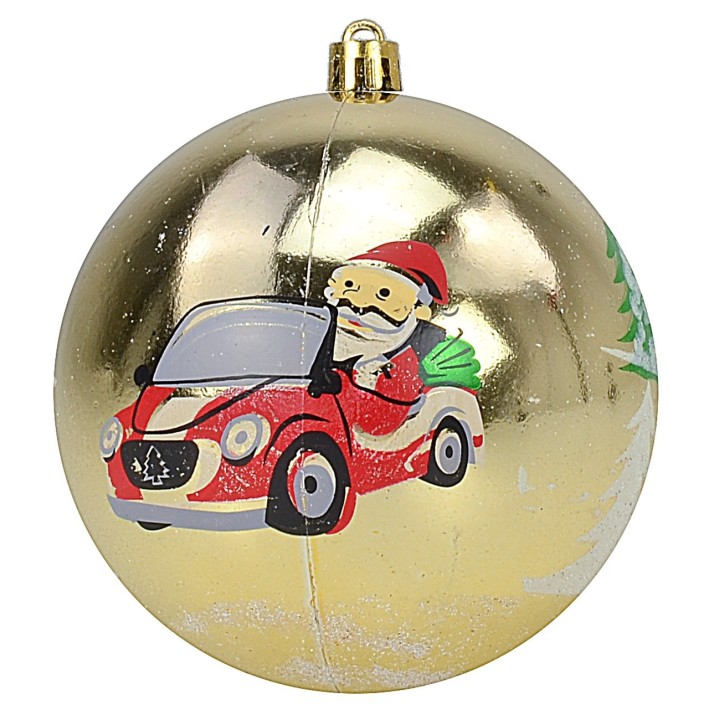 Juego de 6 bolas doradas con Papá Noel ø 8 cm para árbol de