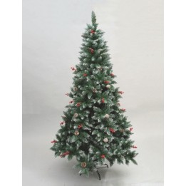 Árbol de Navidad con bayas y piñas h 120 cm