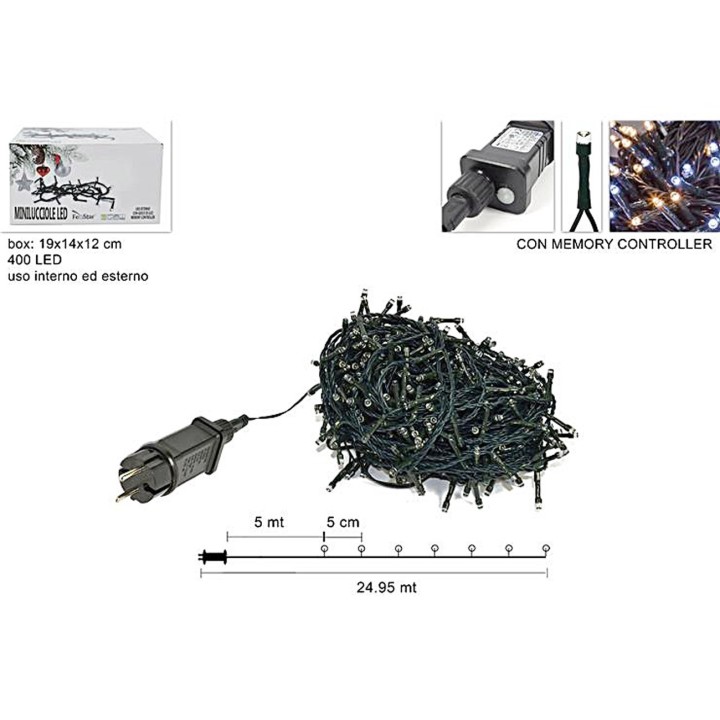 Chain of 400 warm and cold white LEDs with plays of light for