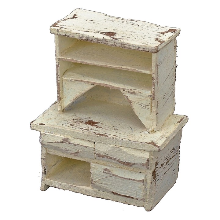 Aparador de madera blanqueada cm 5,5x3x6,5 h