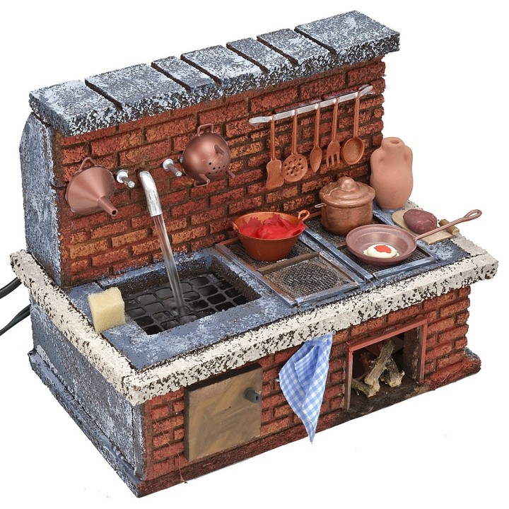 Kitchen with functioning tap and fire cm 20,5x13x16,5 h