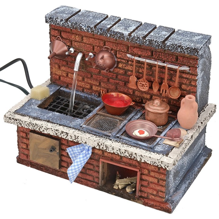 Cocina con grifo y fuego funcionales de 20,5x13x16,5 cm h