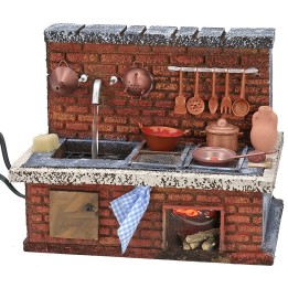 Kitchen with functioning tap and fire cm 20,5x13x16,5 h