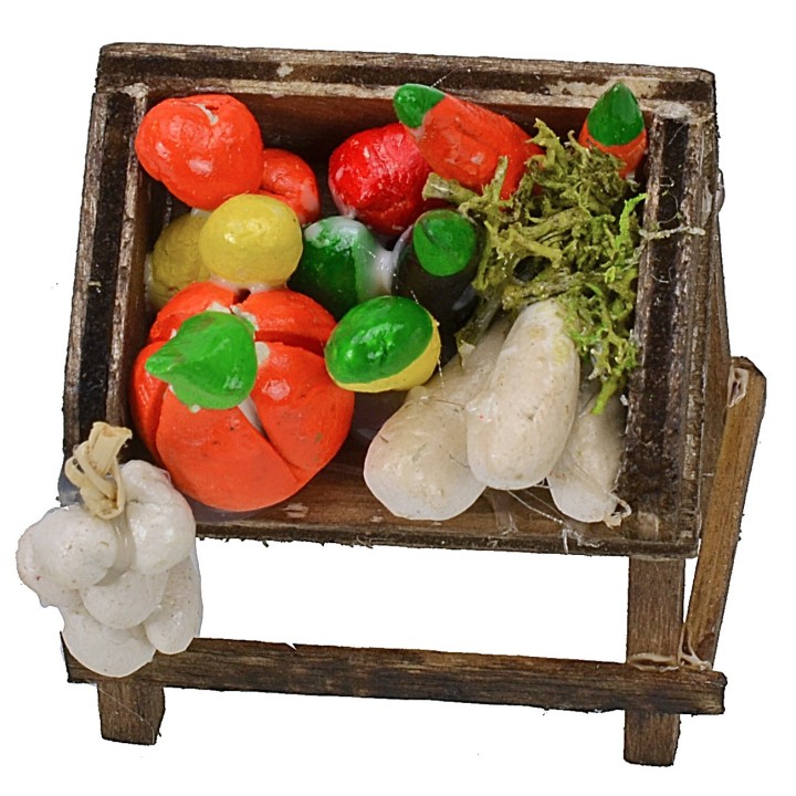 Banco de mercado con verduras cm 4x2,7x4,2 h
