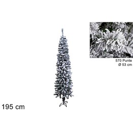 Árbol nevado súper delgado de 195 cm con 570 ramas.