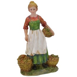 Vendedora de frutas y verduras de 15 cm en resina