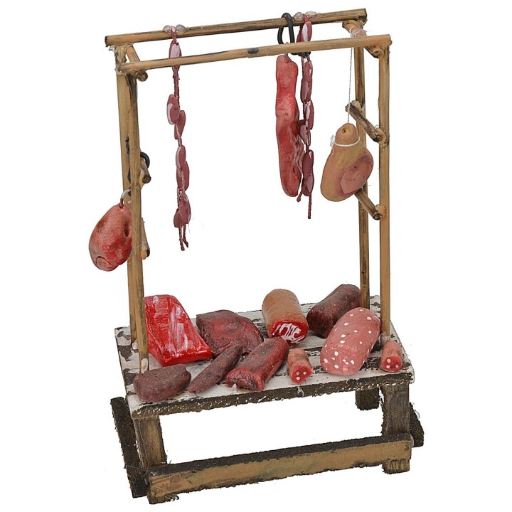 Bancarella con carne e salumi cm 9,5x5x15 h