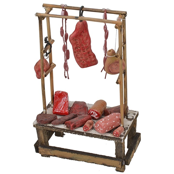 Bancarella con carne e salumi cm 9,5x5x15 h