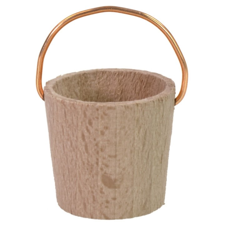 Cubo de madera con asa de cobre para estatuas de 8-10 cm