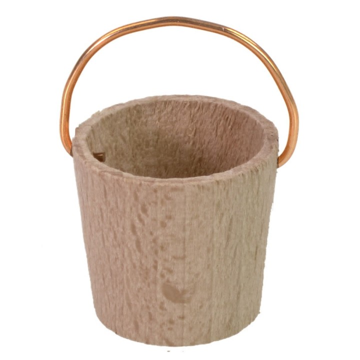 Secchio di legno con manico in rame per statue 8-10 cm