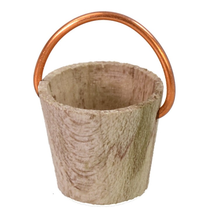 Wooden bucket with copper handle for 6-8 cm statues