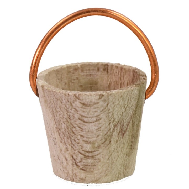 Wooden bucket with copper handle for 6-8 cm statues