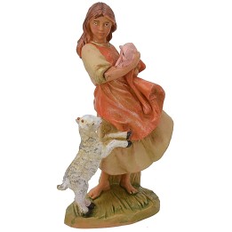 Peasant woman with goat and piglet 12 cm Fontanini