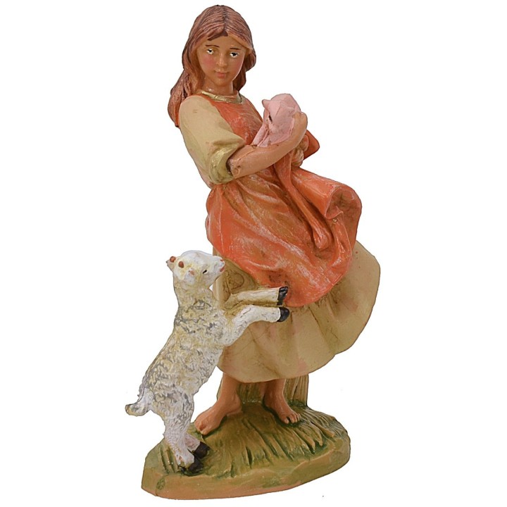 Contadina con capretta e maialino 12 cm Fontanini