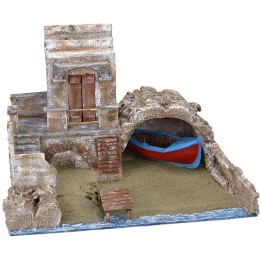 Waterfront scenography with boat cm 49x30x35,5 h