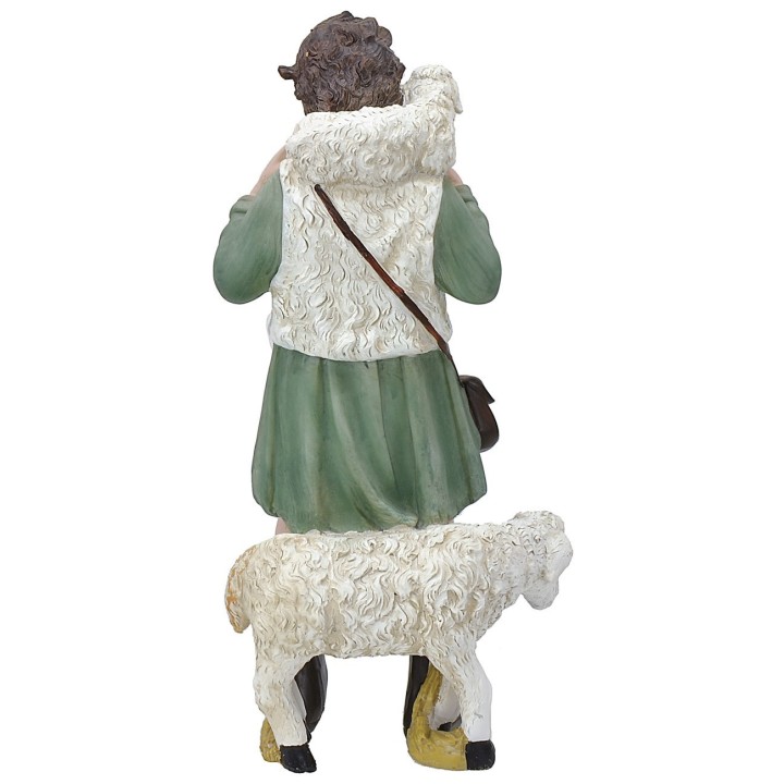 Good shepherd with sheep and lamb in resin h. 