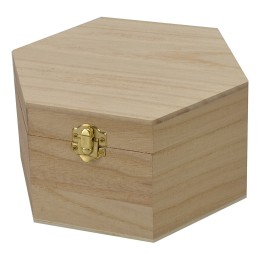 Hexagonal wooden box cm 18,7x16,2x9,8 h