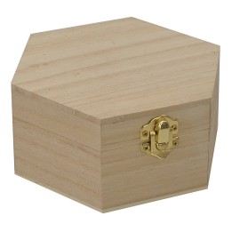 Caja hexagonal de madera de 15x12,6x6,8 cm h