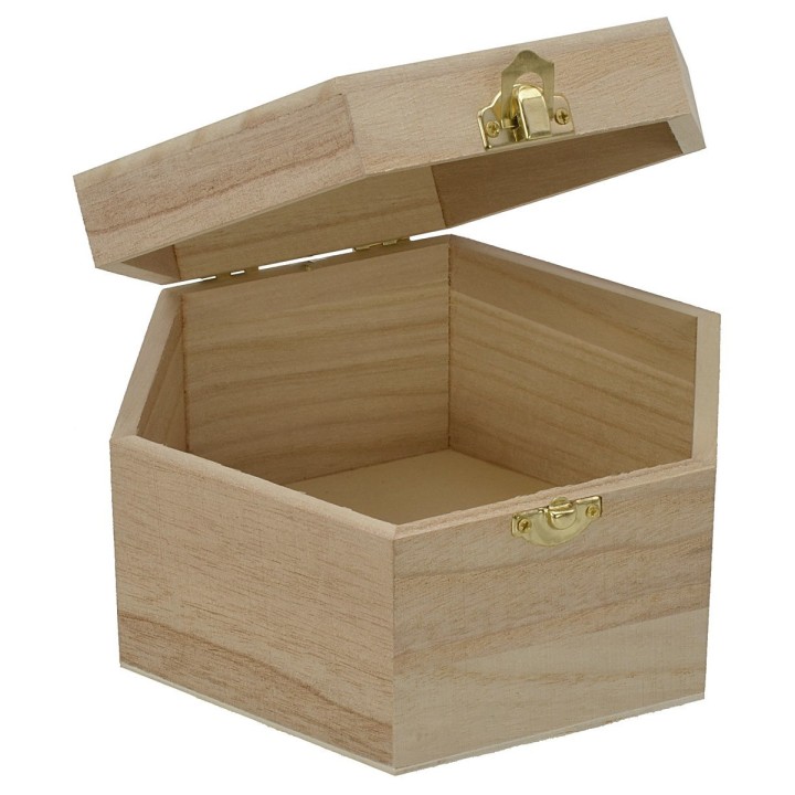 Scatola esagonale in legno cm 18,7x16,2x9,8 h