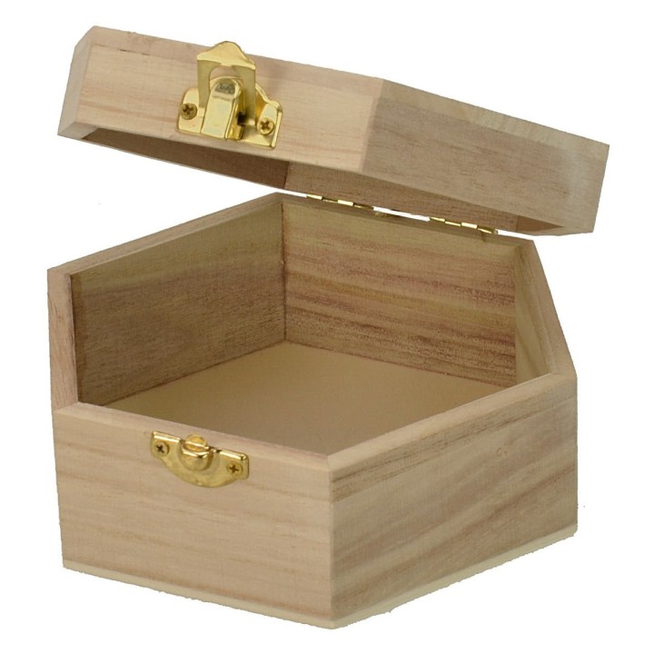 Caja hexagonal de madera de 15x12,6x6,8 cm h